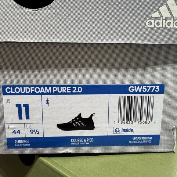 adidas Womens Cloudfoam Pure 2.0 Sneakers Black Size 11 M - Picture 6 of 6